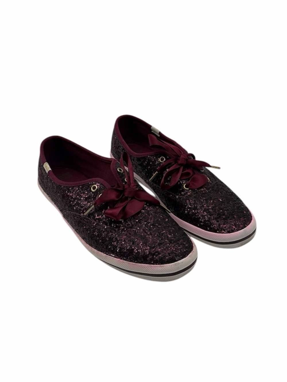 Kate Spade X Keds Women’s Sparkling Deep Cherry Glitter Lace-Up Sneakers Size 8